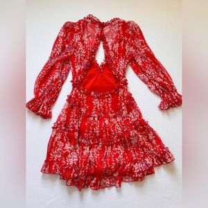 Angel Biba Red Floral Backless Dress